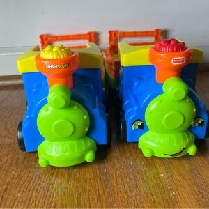 Fisher Price Little People Train Lot 2 Trains Animal Cargo Cars